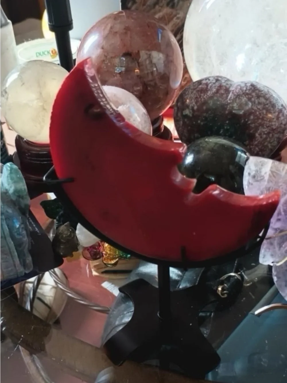 Carnelian moon face with stand